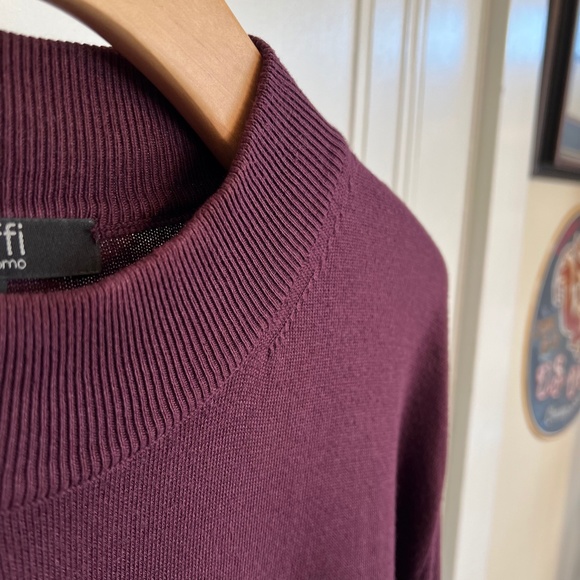 Men's RAFFI LINEA UOMO Burgundy Mock Turtleneck Sweater Size XL - Picture 3 of 4
